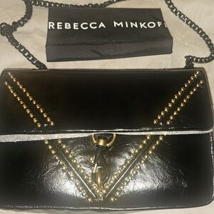 Rebecca Minkoff Black and Gold Studded Crossbody Bag
